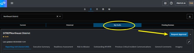 Request Approval SITREP